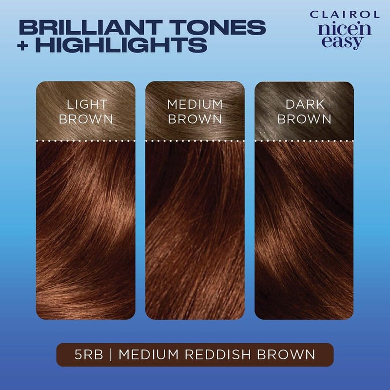 Clairol Nice'n Easy Permanent Hair Dye, 5RB Medium Reddish Brown Hair Color, Pack of 3 - Image 4